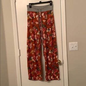 Orange floral lounge pants